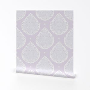 Carta da parati rimovibile Peel and Stick Paisley lilla pallido - Viola pastello tradizionale - Decorazione murale - Grande Paisley di danika_herrick