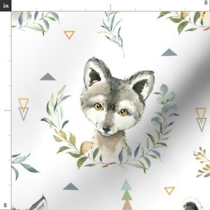 Woodland Apparel Fabric - Woodland Animals Nursery- Style A Large by gingerlous - Animal Faces Bear Fox Deer Clothing Fabric by Spoonflower image 3