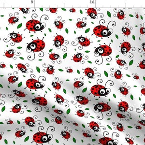 Bug-Eyed Ladybugs Fabric - Cute Ladybug Pattern By Inspirationz - Ladybug Beetle Insect Big Eyes Cotton Fabric By The Yard With Spoonflower
