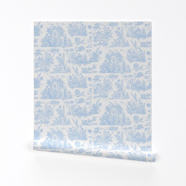 Baby Blue Toile Wallpaper Etsy