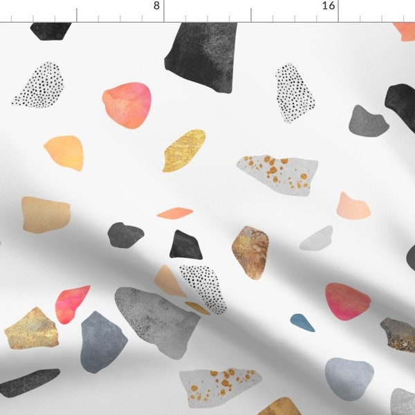 Modern Terrazzo Fabric - Terrazzo Bright by elisabeth_fredriksson - Boho Watercolor Rocks Stones Minimal Fabric by the Yard by Spoonflower