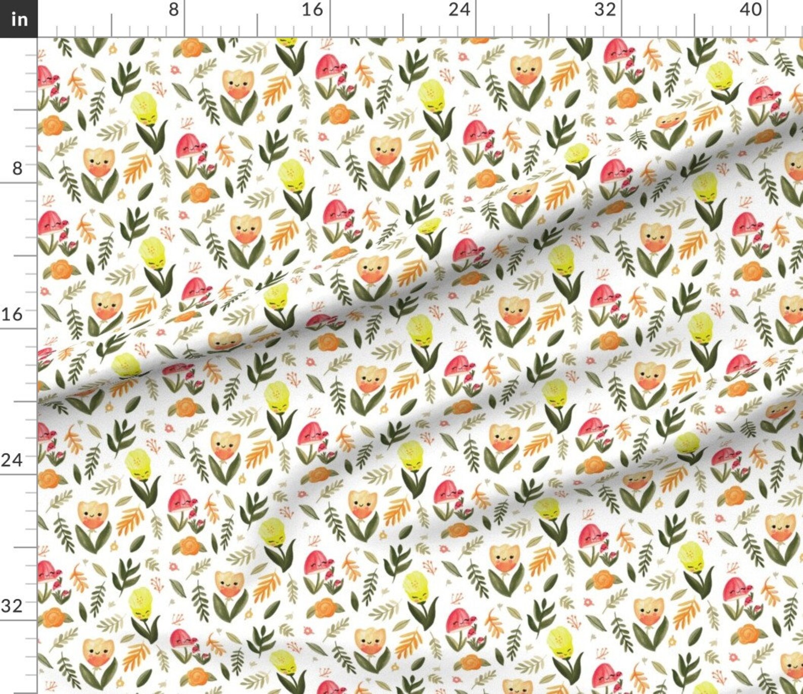 Floral Modern Nursery Fabric Fairy Meadow White by Etsy