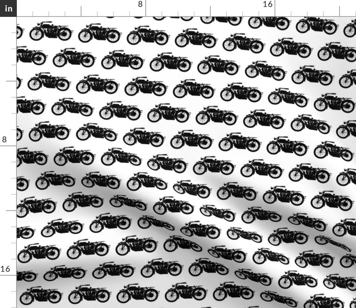 Antique Motorcycle Fabric Antique Motorcycle Small by Thin - Etsy
