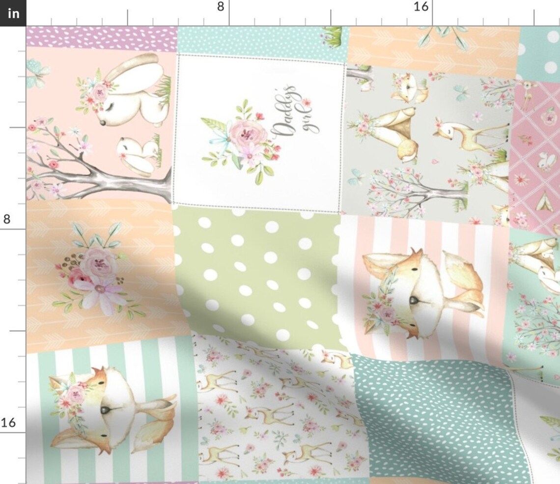 Whisperwood Nursery Fabric Woodland Patchwork Quilt Deer Etsy UK