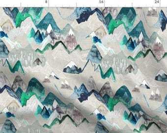 Mountain Fabric - Call Of The Mountains By Nouveau Bohemian - Mountain Adventure Camping Rustic Cotton Fabric By The Yard With Spoonflower