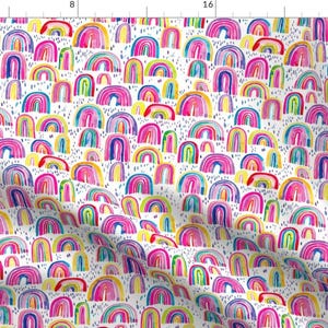 Rainbow Fabric - Rainbows By Ninola-Design - White Multicolor Kids Happy Pride Love Summer Cotton Fabric By The Yard With Spoonflower