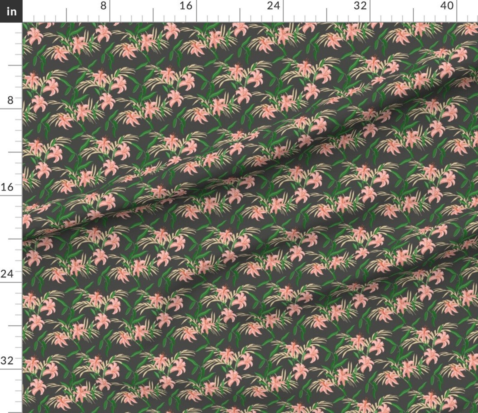 Jungle Floral Fabric Tiger Lily Dark Small By Etsy