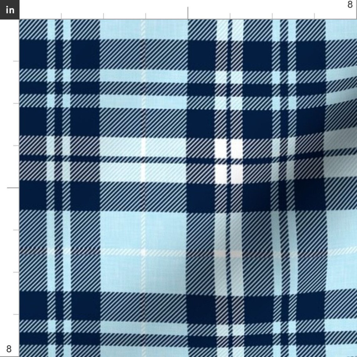 Blue Plaid Fabric Navy and Baby Blue Fall Plaid Golf Etsy