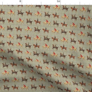 Ruiterpaardenstof - Vintage Sportpaarden van Ragan - Katoenen stof op maat gesneden met Spoonflower