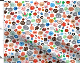 Buttons Fabric - Buttons // Sewing Girls Room Nursery Decor Fabric By Caroline Bonne Muller - Cotton Fabric By The Yard With Spoonflower
