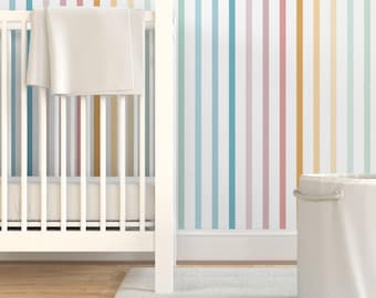Papel pintado removible y divertido - Rayas arcoíris coloridas - Decoración de pared - Rayas arcoíris en tonos pastel de athomewithashley