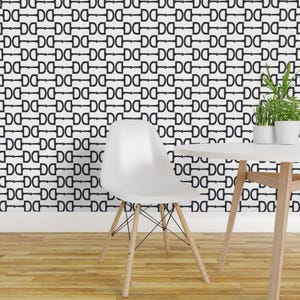 Equestrian Peel and Stick Wallpaper - Snaffle Bit Black And White Monochrome - Removable Wall Decor Art - Snaffle Bits by pennyroyal