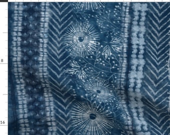Shibori Blue Design Fabric - Shibori Kyokai By Honoluludesign - Shibori Acid Washed Tie Dye Cotton Fabric By The Yard With Spoonflower