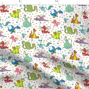 Dragon Fabric - Dragons N Rocks By Parisbebe - Dragon Purple Pink Green Kids Whimsical Magical Cotton Fabric By The Yard With Spoonflower