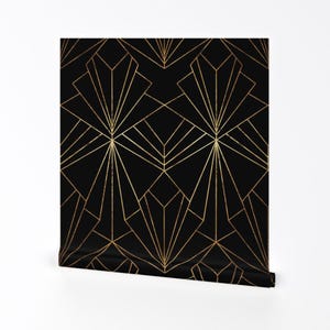 Art-Deco-Tapete - All That Jazz Geometric Von Thewellingtonboot - Schwarzgold Benutzerdefinierte entfernbare selbstklebende Tapetenrolle von Spoonflower