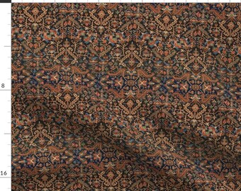 Persian Fabric - Heriz Fans By Amyvail - Persian Brown Gold Black Blue Home Decor Exotic Boho Cotton Fabric By The Yard With Spoonflower