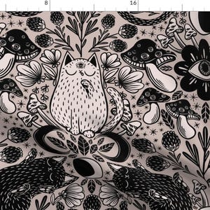 Gothic Cats Fabric - Whimsical Gothic Cats by graf_katz - Whimsical Halloween Large Scale Spooky Cute Fabric by the Yard by Spoonflower