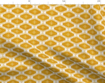 Ikat Yellow Diamond Illustration Fabric - Stella Ikat By Holli Zollinger - Ikat Yellow Design Cotton Fabric By The Yard With Spoonflower
