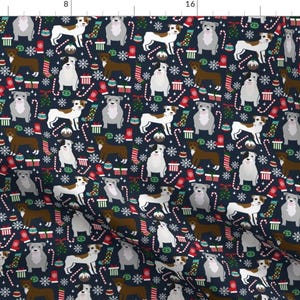 Pit Bull Fabric - Pitbull Christmas Pitbulls Holiday Pit Bull Terrier Xmas Dog By Petfriendly - Cotton Fabric by the Yard with Spoonflower