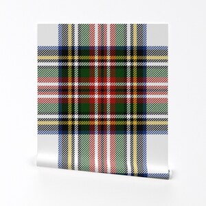 Holiday Plaid Wallpaper - Royal Dress Stewart by peacoquettedesigns - Tartan Traditional  Removable Peel and Stick Wallpaper by Spoonflower