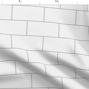 Brick Fabric - Subway Tile - White By Glimmericks - Brick Subway Tiles White Modern Home Decor Cotton Fabric By The Yard With Spoonflower