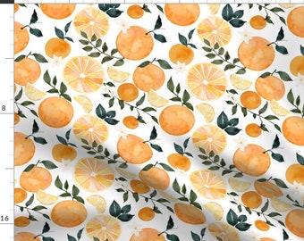 Watercolor Fruit Fabric - Citrus Oranges  by hipkiddesigns -  Summer Orange Citrus Modern Botanical Fabric by the Yard by Spoonflower