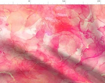 Marble Fabric - Inky Rose Gold By Veata Atticus Store - Marbled Trending Home Decor Watercolor Cotton Fabric By The Yard With Spoonflower