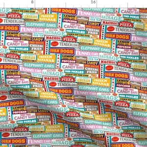 State Fair Fabric -Carnival Amusement Park Junk Food Typograph Vendor Sign Marquee By Pennycandy- Cotton Fabric By The Yard With Spoonflower