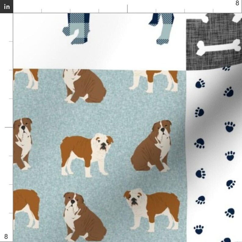 English Bulldog Fabric-English Bulldog Pet Quilt B Fabric Quilt Dog Breed Cheater By Petfriendly- Cotton Fabric By The Yard With Spoonflower image 3