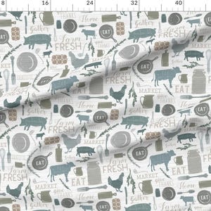 Modern Farmhouse Fabric - Sing For Your Supper // Gather Round Give Thanks By Zirkus Design - Cotton Fabric By The Yard With Spoonflower image 2