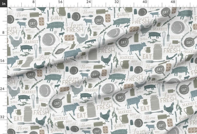 Modern Farmhouse Fabric - Sing For Your Supper // Gather Round Give Thanks By Zirkus Design - Cotton Fabric By The Yard With Spoonflower image 2