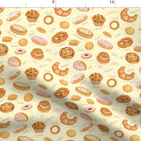 Pastries Fabric - Pastries By Sandityche - Pastries Dessert Baked Food Muffin Croissant Cookie Cotton Fabric By The Yard With Spoonflower