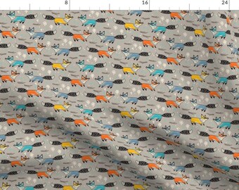 Woodland Fox Fabric - Foxes By Penguinhouse - Woodland Modern Fox Nursery Decor Cotton Fabric By The Yard With Spoonflower Fabrics