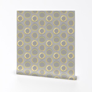 Solar Wallpaper - Solar Eclipse Mcmodern Yellow By Mia Valdez - Solar Custom Printed Removable Self Adhesive Wallpaper Roll by Spoonflower