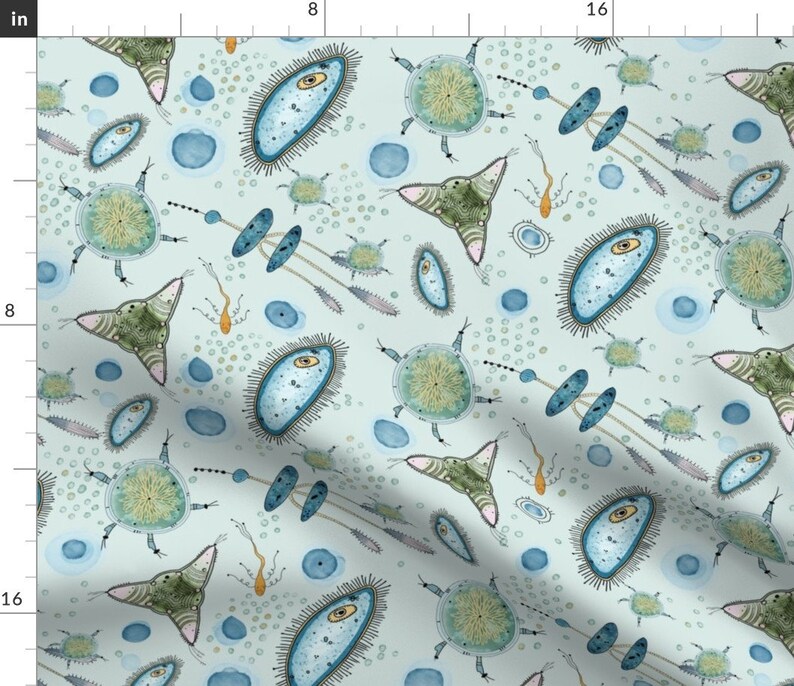 Bacteria Fabric Microbe by Jennifer Geldard Bacteria Etsy