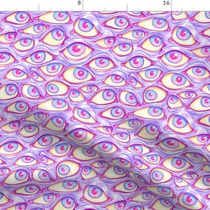 Purple Fabric - Wall Of Eyes by spookishdelight -  Monster Halloween Scary Spooky Drawing Creepy Eyes Fabric by the Yard by Spoonflower
