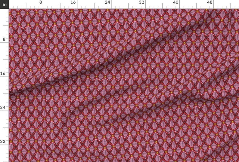 African Wax Print Fabric - Wax Print by ottomanbrim - Red Pink Ogee Afrocentric Small Scale African Art Fabric by the Yard by Spoonflower image 2