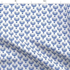 Hanukkah Menorah Fabric - Menorahs - Hanukkah - Blue On White By Littlearrowdesign - Hanukkah Cotton Fabric By The Yard With Spoonflower