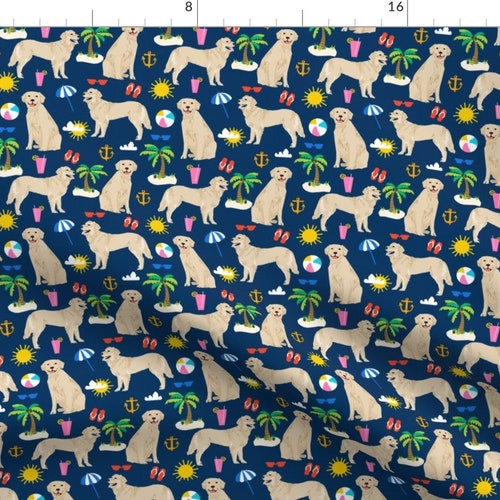 Navy Golden Retriever Fabric Golden Retriever Beach Fabric Etsy