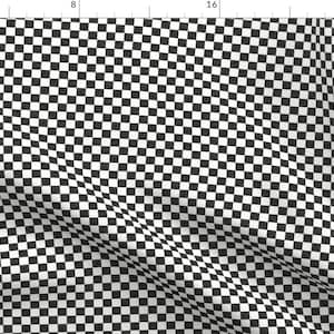Checkerboard Fabric - Charcoal Checks by littlearrowdecor - Black White B&w Squares Geometric Skating Y2k Fabric by the Yard by Spoonflower