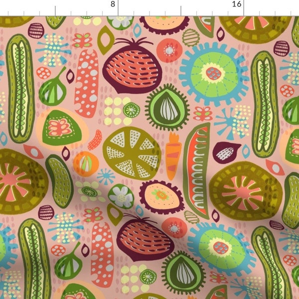 Pickled Vegetables Fabric - Pickles In My Pantry By Slumbermonkey - Retro Vintage Kitchen Veggies Cotton Fabric By The Yard With Spoonflower