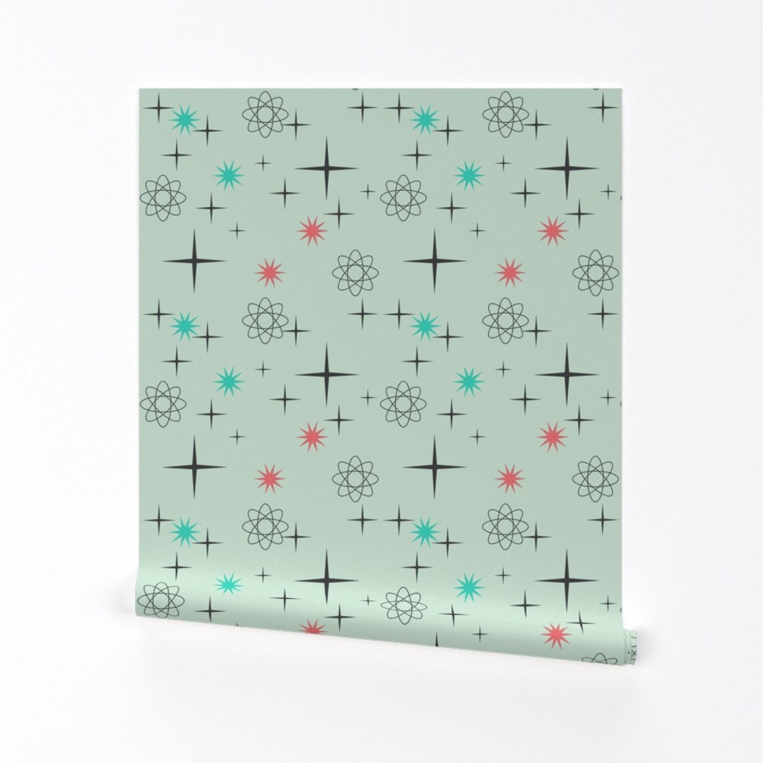 Atomic Wallpaper Atomic Starburst on Mint by Lillierioux Science Custom