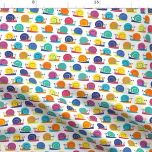 Colorful Snails Fabric - Snail Party By Jannasalak - Snails Shells Animals Colorful Kid&#39;s Zigzag Cotton Fabric By The Yard With Spoonflower