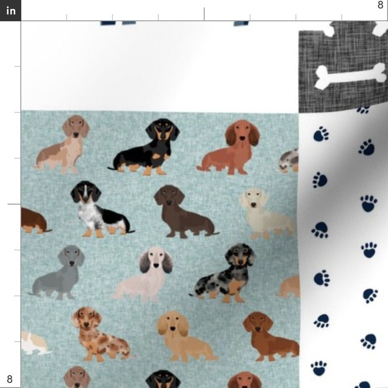 Dachshund Fabric Dachshund Pet Quilt Dog Breed Cheater Quilt Multi By Petfriendly Dachshund Cotton Fabric By The Yard With Spoonflower image 2
