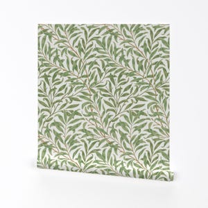 Art Nouveau Removable Peel and Stick Wallpaper - Botanical Leaves Vines - Wall Art Wall Decor - William Morris Willow by peacoquettedesigns