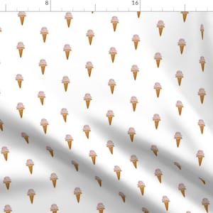 Dessert Fabric - Ice Cream #White By Nessnordberg - Dessert White Ice Cream Cone Summer Cute Pink Cotton Fabric By The Yard With Spoonflower