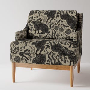 Möbeltyg med blocktryck, kaniner och kaniner - Kaniner av silver_steer_design - Linoleumsnitt, träblock, harar, neutralt tyg, metervara med Spoonflower bild 5