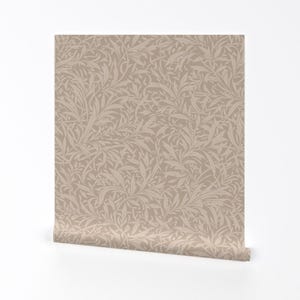 Victorian Removable Peel and Stick Wallpaper - Beige Damask Willow William Morris - Wall Art Wall Decor - Abstract Willow Leaves by nendo