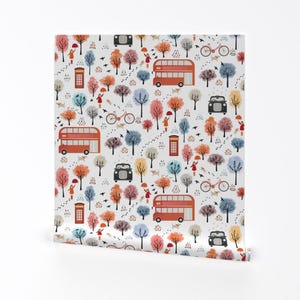 London Wallpaper - London Transport (With A Female) By Elena Naylor - Custom Printed Removable Self Adhesive Wallpaper Roll by Spoonflower
