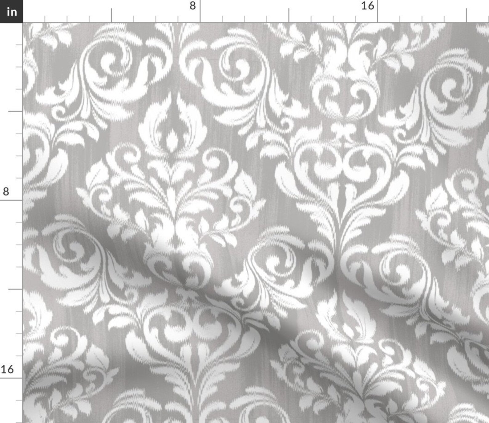 Grey Damask Fabric Damask Ikat by Stitchstapleglue Modern Etsy